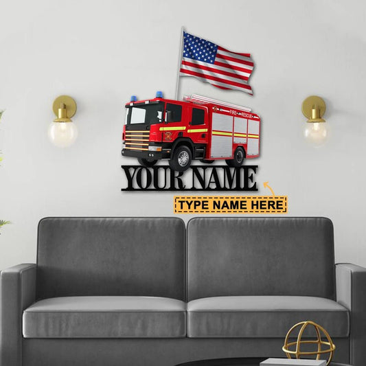 Firefighter Car Personalized Metal Sign Laser Cut Metal Signs Custom Gift Ideas - 8 inches - metal sign