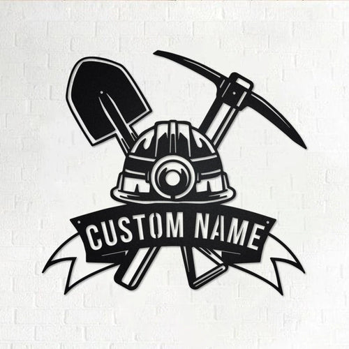 Custom Mining Tools Personalized Miner Name Sign Decoration For Room Mining Metal Custom Coal Miner