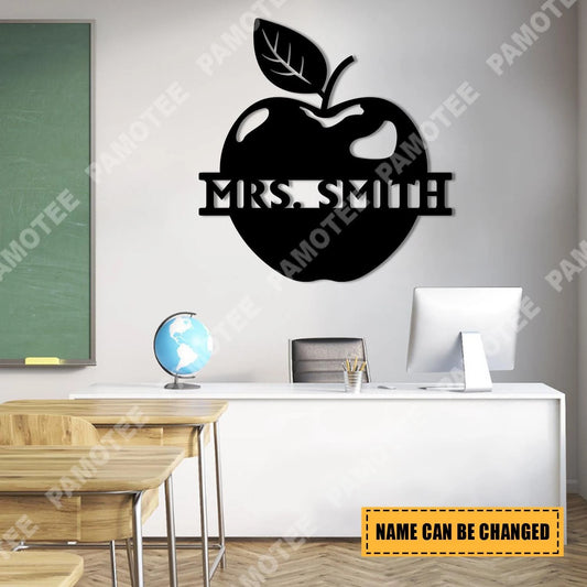 Custom Teacher Name Door Metal Art, Door Hanging, Classroom Decor, Metal Laser Cut Metal Signs Custom Gift Ideas - 8 inches - metal sign