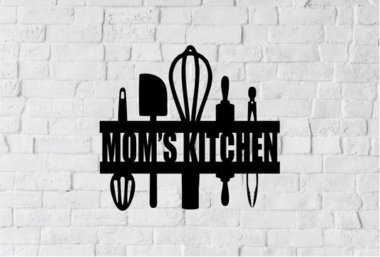 Moms Kitchen Steel Metal Art Cut Metal Sign - 8 inches - metal sign