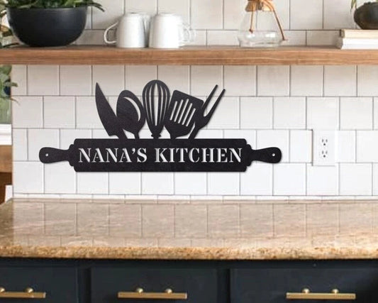 Rolling pin personalized name baking lover Metal House Sign Laser Cut Metal Signs Custom Gift Ideas - 8 inches - metal sign