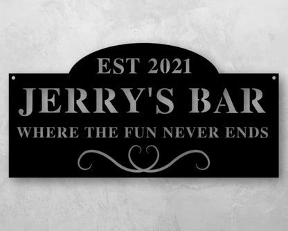 Custom Bar Sign. Bar Metal Sign, Metal Art, Bar Decor, Custom Decor, Restaurant Lounge Decor, Outdoor Art, Kitchen Decor, Metal Sign, Name Laser Cut Metal Signs Custom Gift Ideas
