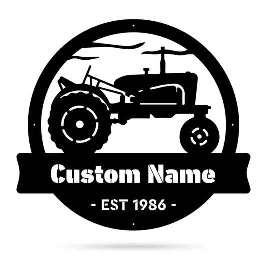 Vintage Tractor Monogram Cut Metal Sign Metal House Sign