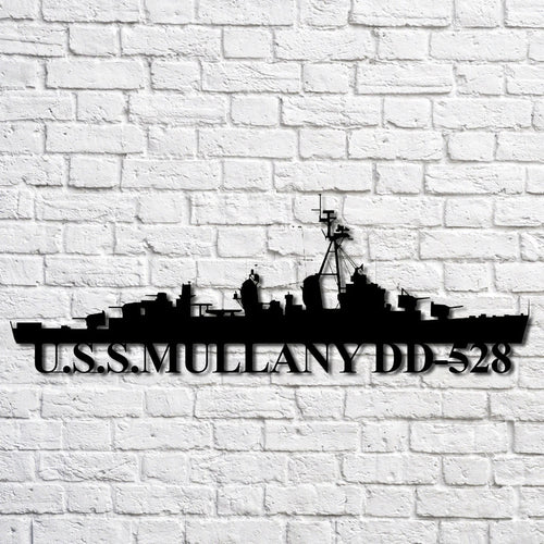 U.s.s.mullany Dd528 Navy Ship Metal Art, Custom Us Navy Ship Cut Metal Sign, Gift For Navy Veteran, Navy Ships Silhouette Metal Art, Navy Home Decor Laser Cut Metal Signs Custom Gift Ideas