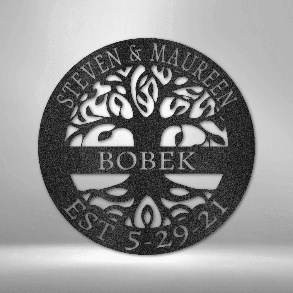 Personalized Elaborate Tree of Life Steel Art Wall Dcor Metal Name Sign Laser Cut Metal Signs Custom Gift Ideas