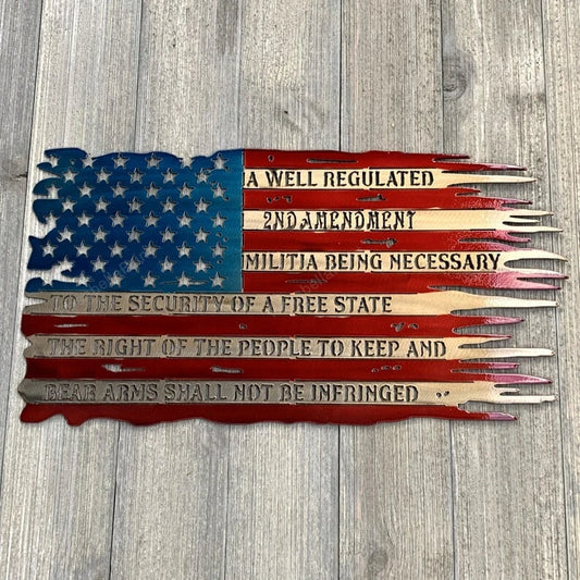 Second Amendment Distressed Flag Metal Sign American Flag Metal Sign - 8 inches - metal sign
