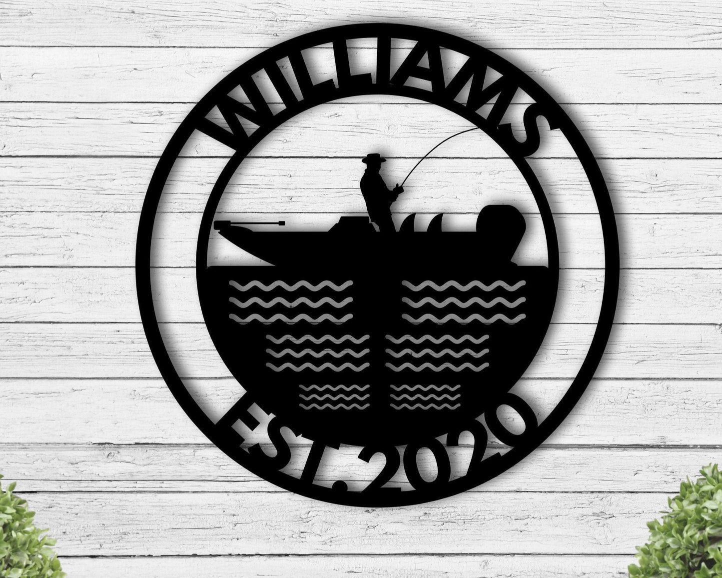 Personalized Family Name Sign Fishing Sign Bass Boat Decor Gone Fishing Man Cave Gift For Him Father's Day Gift