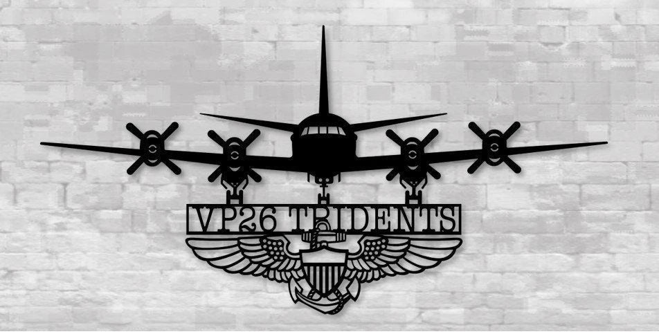 P3 Vp26 Tridents With Naval Aviator Wings Metal Sign, Cut Metal Sign Wall Decor Laser Cut Metal Signs Custom Gift Ideas