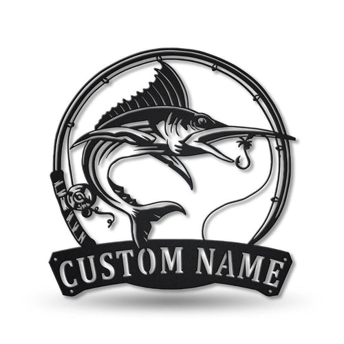 Personalized Marlin Fishing Fish Pole Metal Sign Art, Custom Marlin Fishing Metal Sign, Marlin Fishing Gifts For Men, Marlin Fishing Gift, Laser Cut Metal Signs Custom Gift Ideas