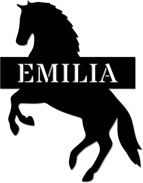 Personalized Horse Metal Wall Sign Custom Metal Last Name Sign Personalized Barn Sign Horse Barn Gift Horse Stall Signs Equestrian Outdoor Metal Sign Gifts Made in the USA