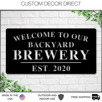 Welcome To Our Backyard Brewery Sign, Personalized Brewery Sign, Home Brewery Sign, Backyard Decor, Welcome Sign, Personalized Sign, Metal Laser Cut Metal Signs Custom Gift Ideas