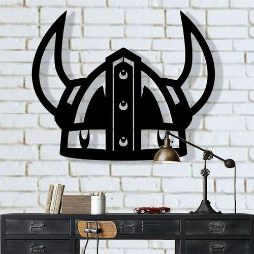 Viking Warrior Helmet Metal Viking Decor Viking Silhouette Nordic Mythology Art Metal Wall Hangings Interior Decoration