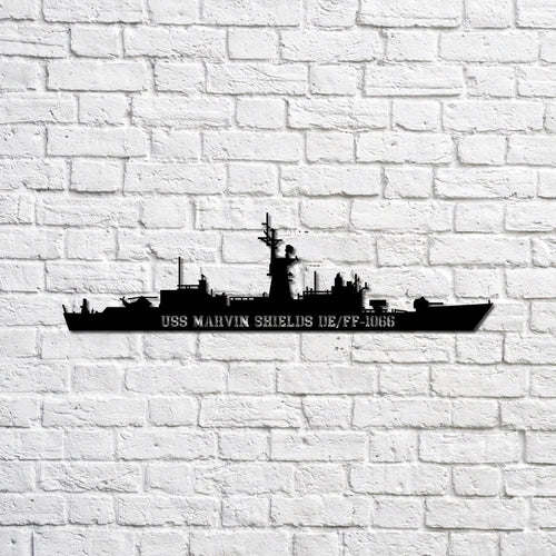 Uss Marvin Shields De1066 Ff1066 Navy Ship Metal Sign, Memory Wall Metal Sign Gift For Navy Veteran, Navy Ships Silhouette Metal Sign Laser Cut Metal Signs Custom Gift Ideas