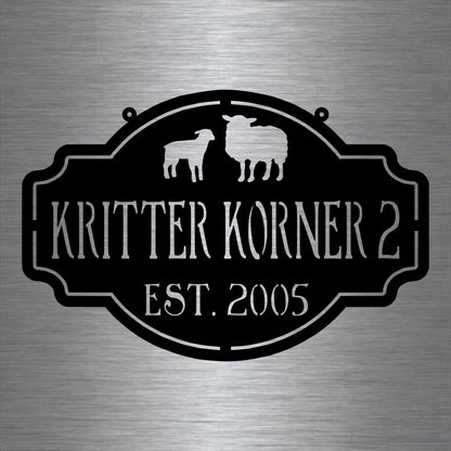 Metal Farm Sign , Sheep And Lamb Personalized Family Name Metal Sign Housewarming Gift Wedding Gift Personalized Gift Laser Cut Metal Signs Custom Gift Ideas