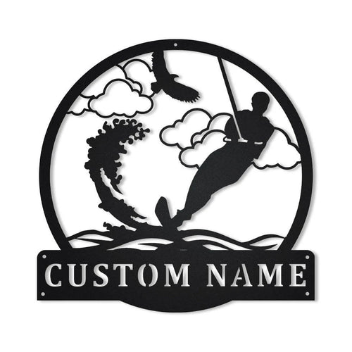 Water Skiing Monogram Metal Sign Art Water Skiing Antler Decor Water Skiing Metal Sign Housewarming Outdoor Metal