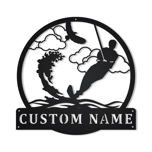 Water Skiing Monogram Metal Sign Art Water Skiing Antler Decor Water Skiing Metal Sign Housewarming Outdoor Metal