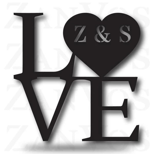 Love Stack Monogram Customized Metal Signs, Custom Metal Sign, Custom Signs, Metal Sign, Metal Laser Cut Metal Signs Custom Gift Ideas - 8 inches - metal sign
