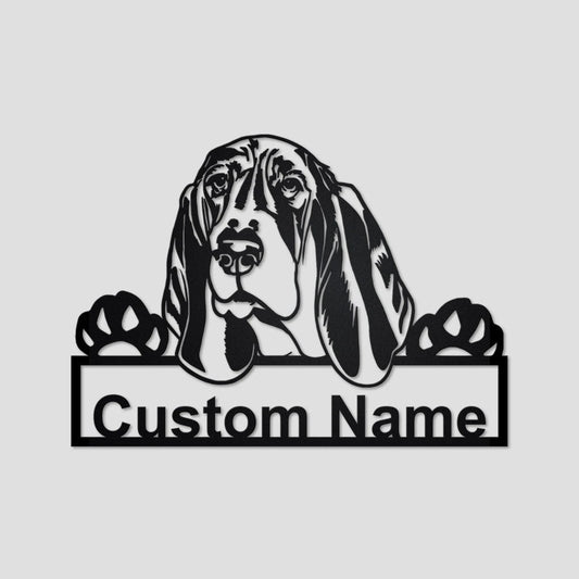 Personalized Custom Basset Hound Metal Sign for Dog Lover Custom Name - 8 inches - metal sign