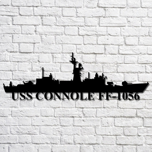 Uss Connole Ff1056 Navy Ship Metal Art, Custom Us Navy Ship Cut Metal Sign, Gift For Navy Veteran, Navy Ships Silhouette Metal Art, Navy Home Decor Laser Cut Metal Signs Custom Gift Ideas