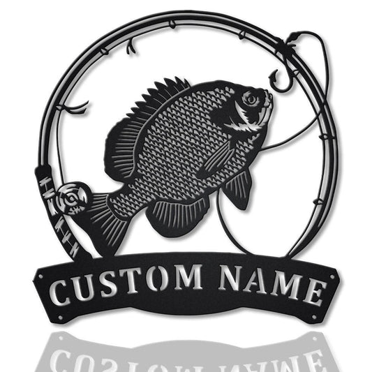 Personalized Bluegill Fishing Fish Pole Metal Sign Art, Custom Bluegill Fishing Metal Sign, Bluegill - metal sign