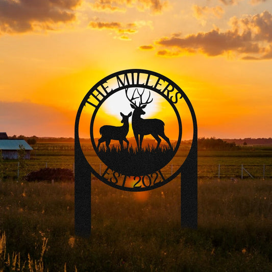 Personalized Deer Hunting Hunter Metal Sign, Custom Farm, Cabin, Lodge, Metal Laser Cut Metal Signs Custom Gift Ideas - 8 inches - metal sign
