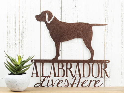 Labrador Lives Here Sign Metal Copper Laser Cut Labrador Retriever Dog Lab Labrador Art Labrador Decor