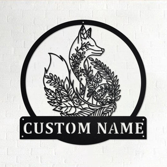 Custom Fox Mandala Personalized Fox Name Garden Sign Fox Metal - 8 inches - metal sign