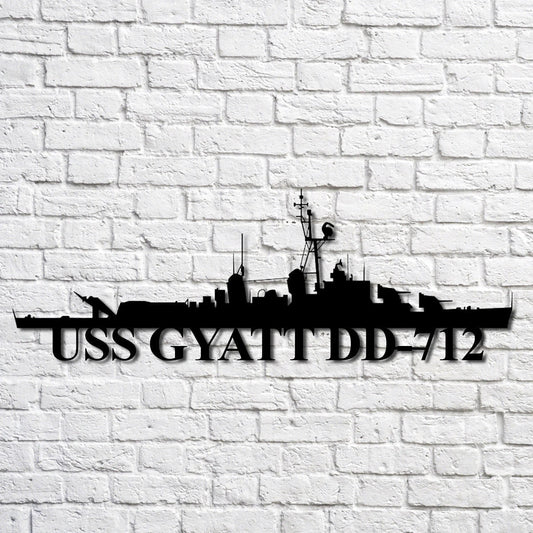 Uss Gyatt Dd712 Navy Ship Metal Art, Custom Us Navy Ship Cut Metal Sign, Gift For Navy Veteran, Navy - metal sign