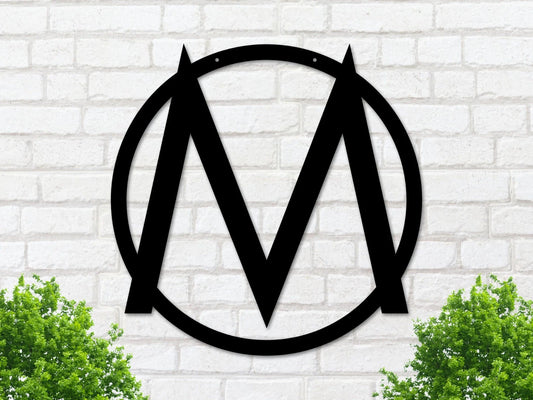 Circle Metal Monogram Sign, Personalized Family Name Metal Sign, Personalized Metal Wall Decor - metal sign