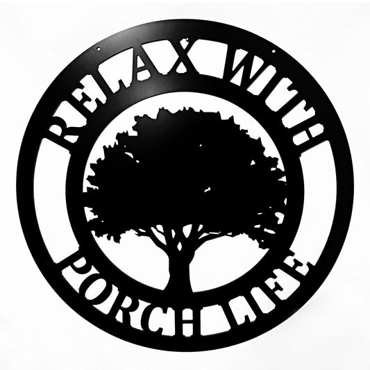 Family Tree Of Life Sign Metal Acm Circle Decor Door Hanger Gift Idea Porch Patio Living Room Sun Room - 8 inches - metal sign