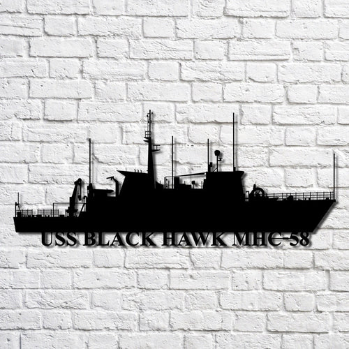 Uss Black Hawk Mhc58 Navy Ship Metal Art, Custom Us Navy Ship Cut Metal Sign, Gift For Navy Veteran, Navy Ships Silhouette Metal Art, Navy Home Decor Laser Cut Metal Signs Custom Gift Ideas
