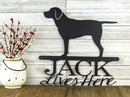 Labrador Retriever Custom Metal Sign, Outdoor Metal Wall Art, Metal Signs Personalized, Dog Sign, Laser Cut Sign, Matte Black Shown, Laser Cut Metal Signs Custom Gift Ideas