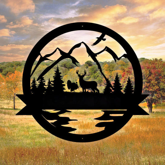 Deer & Turkey Hunting Cut Metal Sign Laser Cut Metal Signs Custom Gift Ideas - 8 inches - metal sign