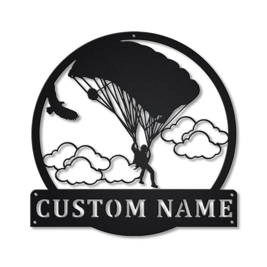 Personalized Parachuting Skydiving V2 Monogram Metal Sign Art, Custom Parachuting Skydiving Metal Sign - metal sign