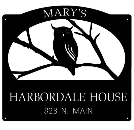 Metal Owl Sign Custom Sign In Memory Owl Sign Metal Owl Sign Metal House Sign - 8 inches - metal sign