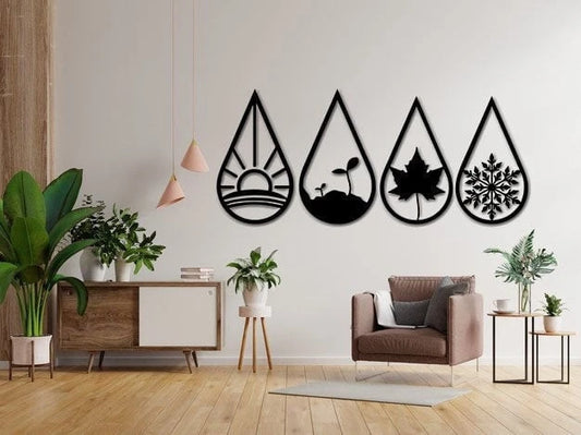 Four Season Metal Wall Art Seasonal Decor Housewarming Gift Custom Metal Sign Spring, Winter, Fall - metal sign
