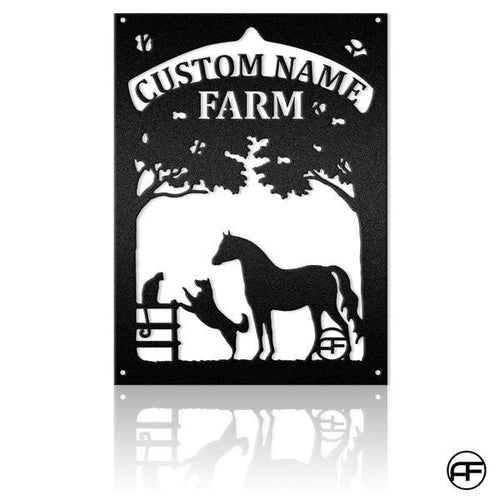 Farm Horse Dog And Cat Personalized Metal Sign, Farmhouse Decor Metal Wall Art, Metal Laser Cut Metal Signs Custom Gift Ideas