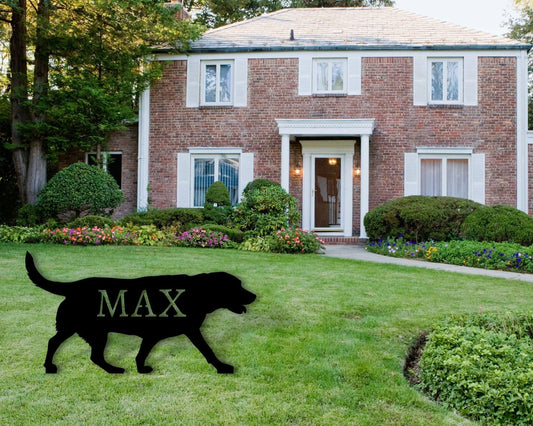 Golden Retriever Name Sign Front Yard Dog Sign Front Yard Sign Golden Retriever Metal Sign Dog Sign Dog Lover Sign Gift For Pet Owner - 8 inches - metal sign