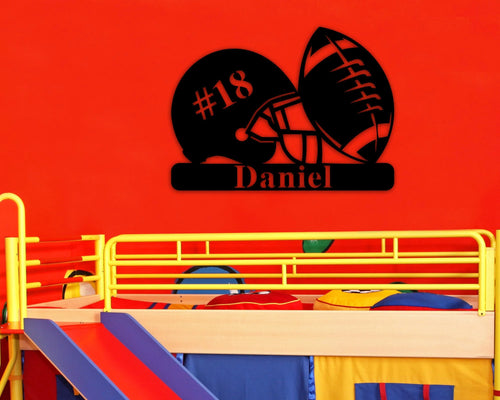 Football Name Sign, Nursery Decor, Personalized Metal Sign, Football Lover Gift, Personalized Name Sign, Metal Name Sign, Kids Name Sign, Metal Laser Cut Metal Signs Custom Gift Ideas