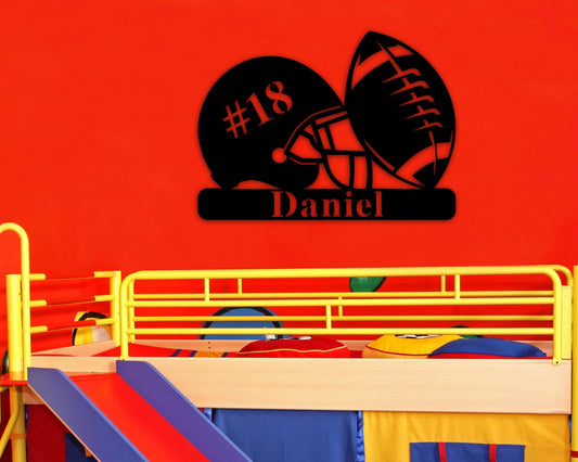 Football Name Sign, Nursery Decor, Personalized Metal Sign, Football Lover Gift, Personalized Name Sign - metal sign