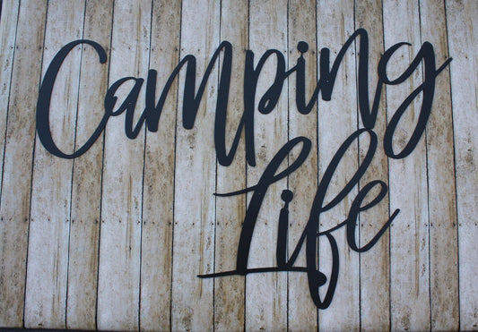 Camp Life Metal Sign Camping Decor Housewarming Gift Metal Words Camping Life Sign