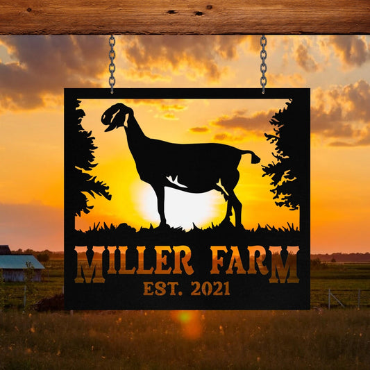 Personalized Metal Farm Sign Anglo Nubian Goat Monogram, Metal Laser Cut Metal Signs Custom Gift Ideas - 8 inches - metal sign