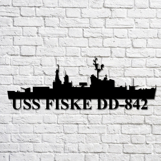 Uss Fiske Dd842 Navy Ship Metal Art, Custom Us Navy Ship Cut Metal Sign, Gift For Navy Veteran, Navy - metal sign