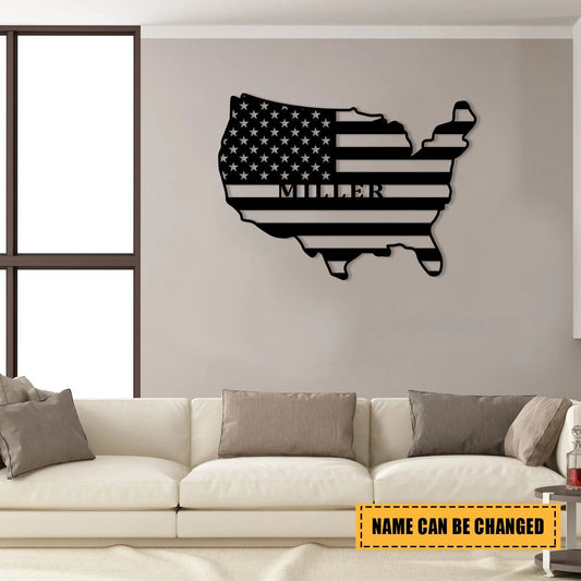 Personalized American Flag Veteran Metal Sign, Custom Military Metal Art, Metal Laser Cut Metal Signs Custom Gift Ideas - 8 inches - metal sign
