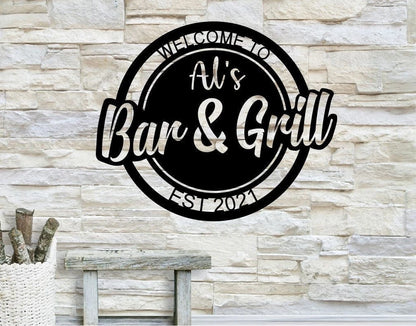 Personalized Bar & Grill Metal Sign, Bar Wall Decor, Metal Wall Decor, Bar Decor, Personalized Home Decor, Metal Wall Art, Laser Cut Metal Signs Custom Gift Ideas