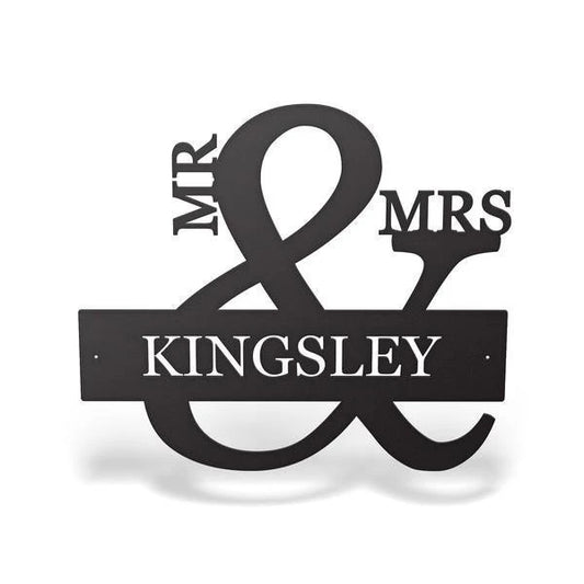 Personalized Mr And Mrs Name Sign Cut Metal Sign Metal House Sign - 8 inches - metal sign