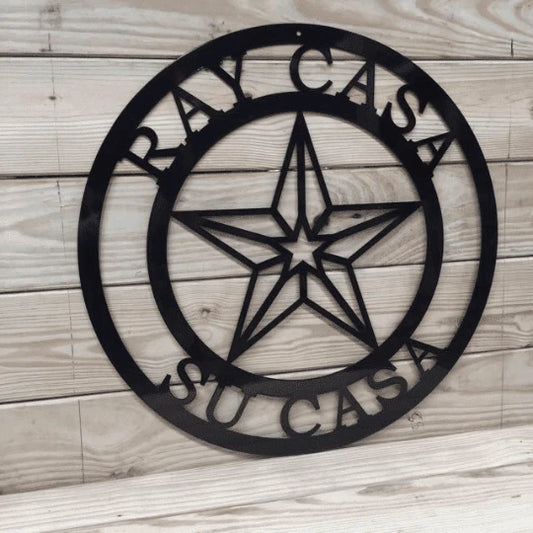 Family Name And Texas Star Sign, Cut Metal Sign, Metal Wall Art, Metal House Sign Laser Cut Metal Signs Custom Gift Ideas - 8 inches - metal sign