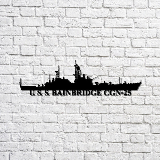Uss Bainbridge Cgn25 Navy Ship Metal Sign, Memory Wall Metal Sign Gift For Navy Veteran, Navy Ships - metal sign