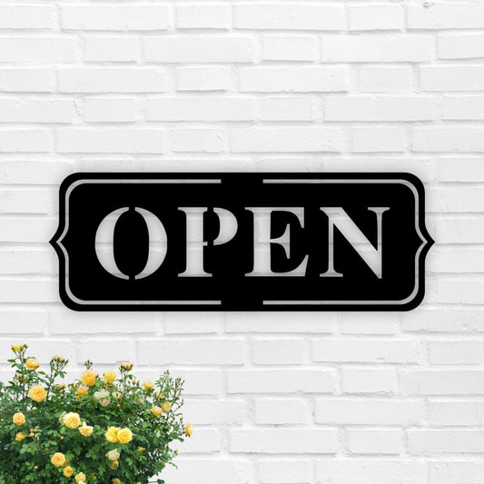 Open Sign Simple Open Sign Open Shop Sign Open Building Sign Open Decor Sign For Shopfront Cute Store Sign Open Store Metal Sign - 8 inches - metal sign