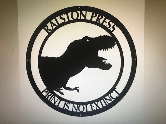 Metal Dino Customized In 32inch Circle Metal House Sign - 8 inches - metal sign